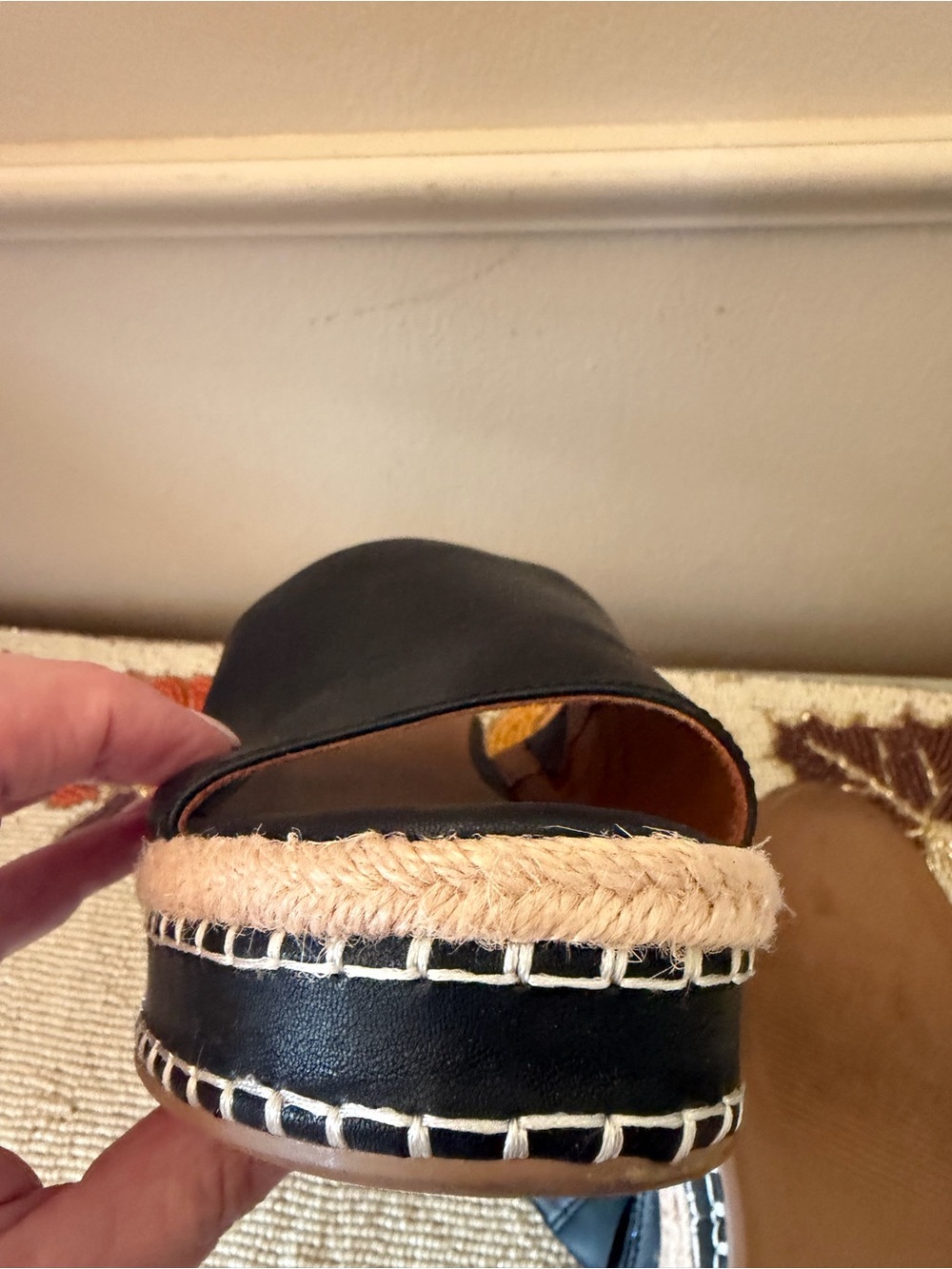 Style & Co. Black Espadrille Slide Platform Sandals